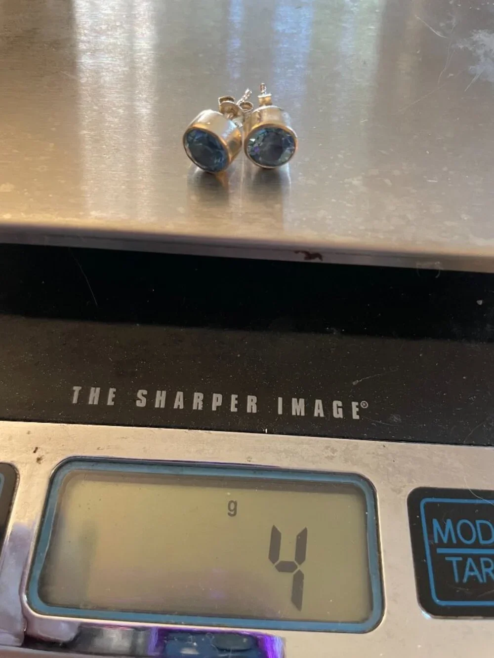 Vintage Sterling Silver Blue Topaz Earrings Retro Marked 925 4 grams Classic - Picture 7 of 8